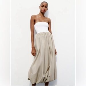 Zara Voluminous midi Balloon dress! Size S🤍🤎check photo,there small 🫟 stains!